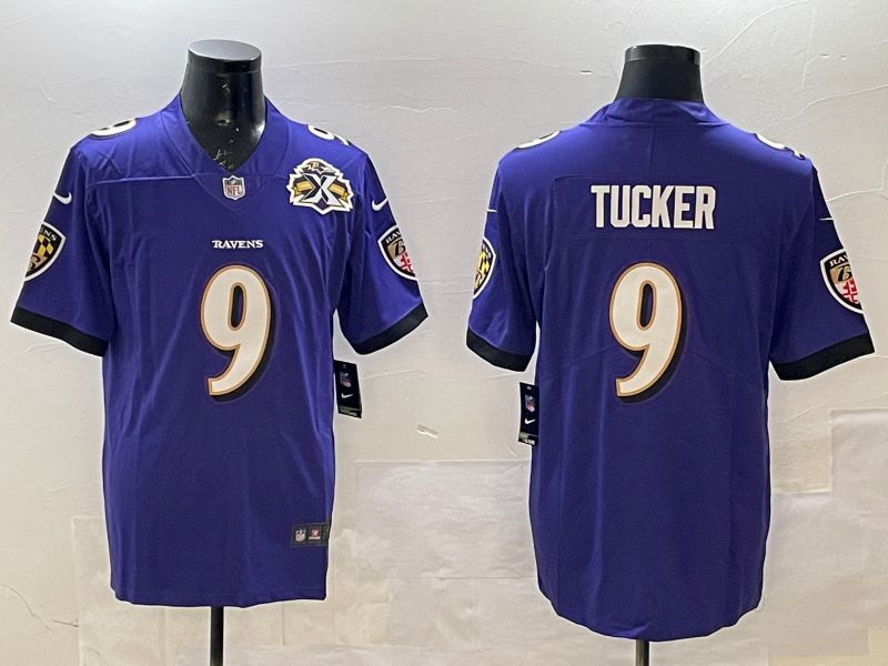 Men Baltimore Ravens 9 Tucker Purple Second generation 2024 Nike Limited NFL Jersey style 3